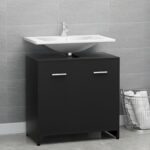 Dulap de baie, negru, 60x33x61 cm, lemn prelucrat