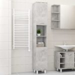 Dulap de baie, gri beton, 30 x 30 x 179 cm, lemn prelucrat