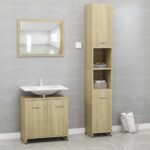 Set mobilier de baie din 3 piese, stejar Sonoma lemn prelucrat