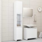 Set mobilier de baie, 3 piese, alb, lemn prelucrat