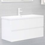 Dulap de chiuvetă, alb extralucios, 90x38,5x45 cm, PAL