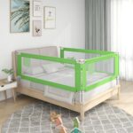 Balustradă de protecție pat copii, verde, 150x25 cm, textil