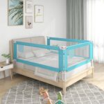 Balustradă de protecție pat copii, albastru, 140x25 cm, textil