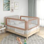Balustradă de protecție pat copii, gri taupe, 140x25 cm, textil