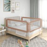 Balustradă de protecție pat copii, gri taupe, 180x25 cm, textil