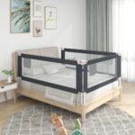 Balustradă de protecție pat copii, gri închis, 120x25 cm textil