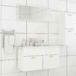 Set mobilier de baie, alb, lemn prelucrat