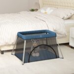 Țarc pentru copii cu saltea, bleumarin, pânză textil