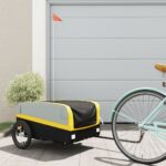 Remorcă pentru biciclete, negru și galben, 45 kg, fier