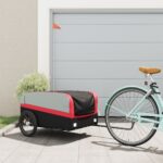 Remorcă pentru biciclete, negru și roșu, 45 kg, fier