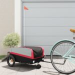 Remorcă pentru biciclete, negru și roșu, 30 kg, fier