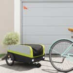 Remorcă pentru biciclete, negru și verde, 45 kg, fier