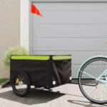 Remorcă pentru biciclete, negru și verde, 45 kg, fier