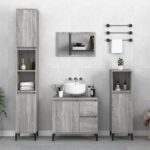 Set dulapuri de baie, 3 piese, gri sonoma, lemn prelucrat