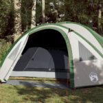 Cort de camping cupolă pentru 4 persoane, verde, impermeabil