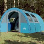 Cort de camping tunel pentru 4 persoane, albastru, impermeabil