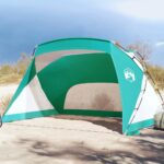 Cort de plajă, verde marin, 274x178x170/148 cm, poliester 185T
