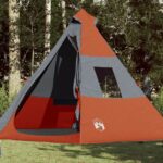 Cort de camping tipi pentru 7 persoane, portocaliu, impermeabil
