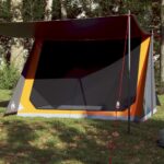 Cort de camping pentru 2 persoane, gri/portocaliu, impermeabil