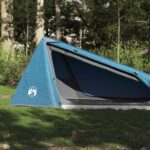 Cort de camping tunel pentru 1 persoană, albastru, impermeabil