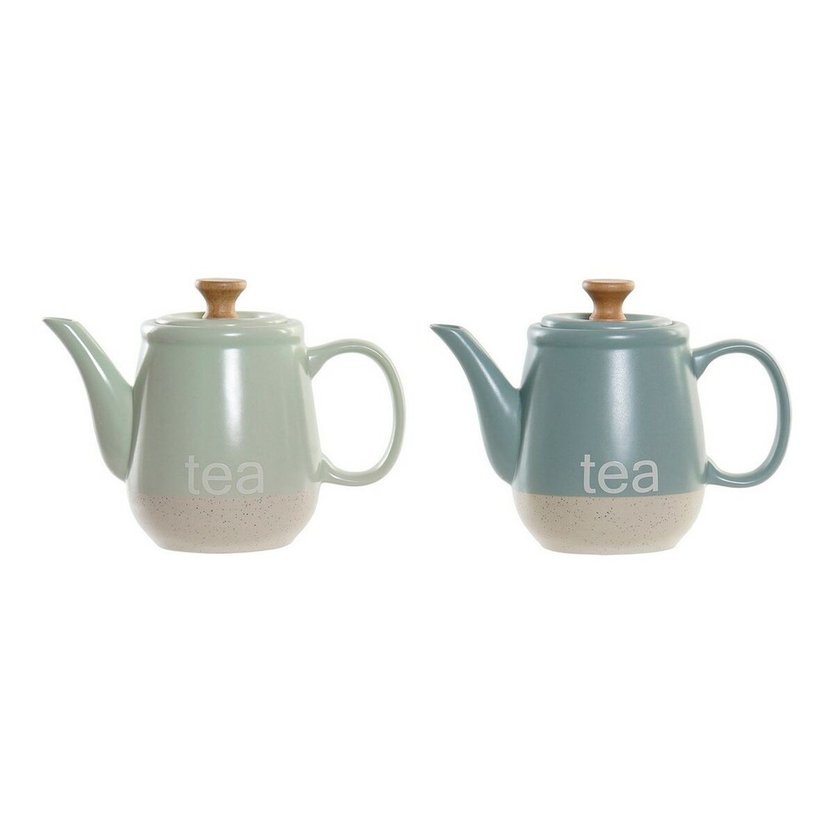 Ceainic DKD Home Decor 8424001793235 Albastru Verde Gresie 1 L 22 Ceainic DKD Home Decor 8424001793235 Albastru Verde Gresie 1 L 22,5 x 12 x 16,5 cm (2 Unități) - imagine 1