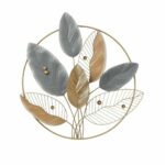 Decorațiune de Perete DKD Home Decor Metal Multicolor Modern Încadrat Frunza a unei plante (83,8 x 5,7 x 87,6 cm)