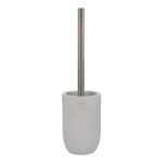 Perie pentru toaletă DKD Home Decor 10 x 10 x 37 cm Цимент Oțel inoxidabil Alb